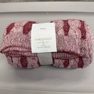 Threshold Red and White Cable Knit Throw